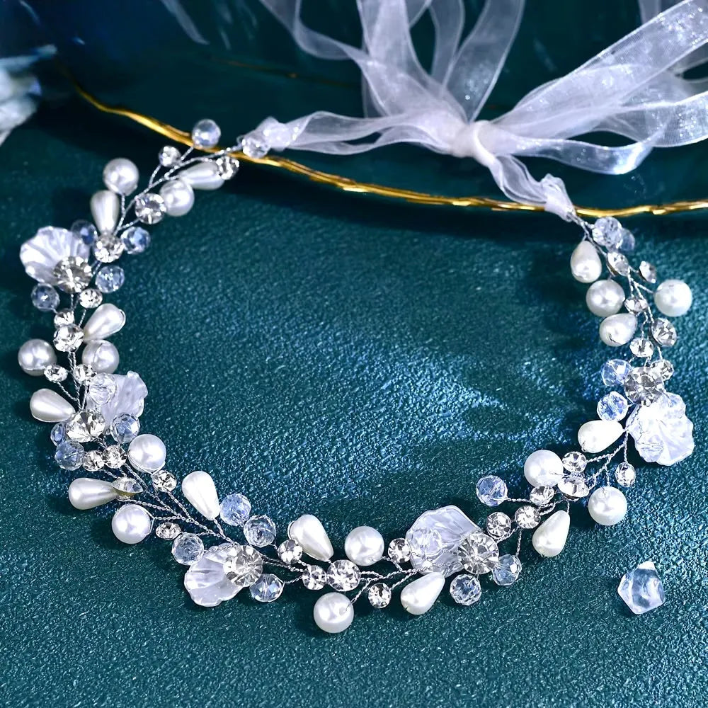 Wedding Hair Accessories - Pearl and Crystal Bridal Headband / Vine