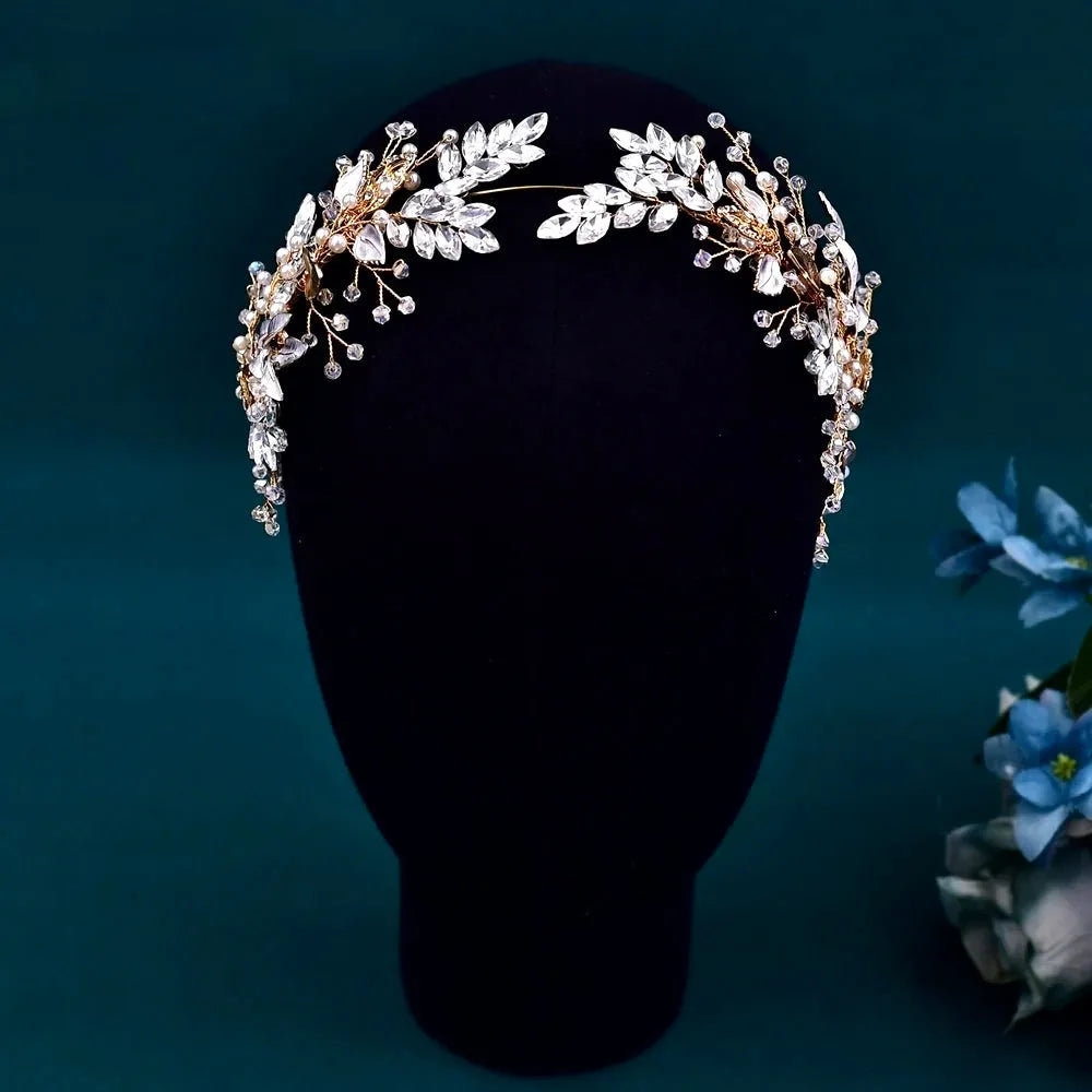 Wedding Hair Accessories - Pearl and Crystal Bridal Headband - Available in Silver and Gold