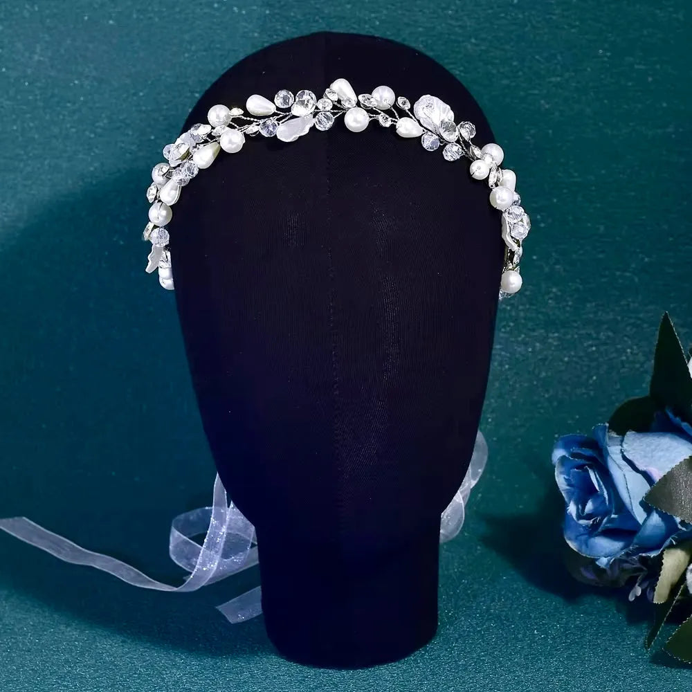 Wedding Hair Accessories - Pearl and Crystal Bridal Headband / Vine