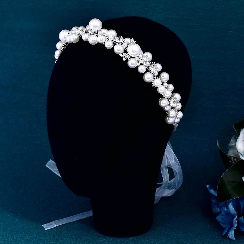 Wedding Hair Accessories - Pearl and Crystal Bridal Headband