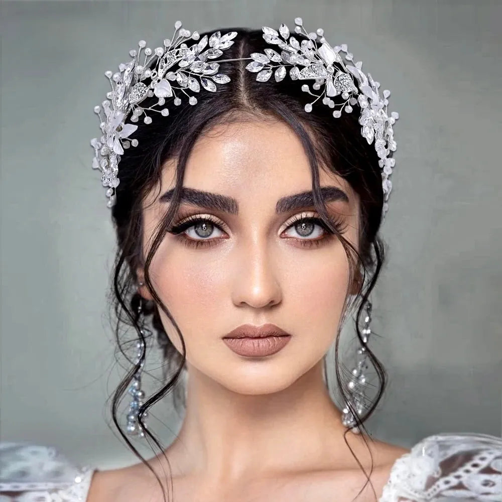Wedding Hair Accessories - Pearl and Crystal Bridal Headband - Available in Silver and Gold