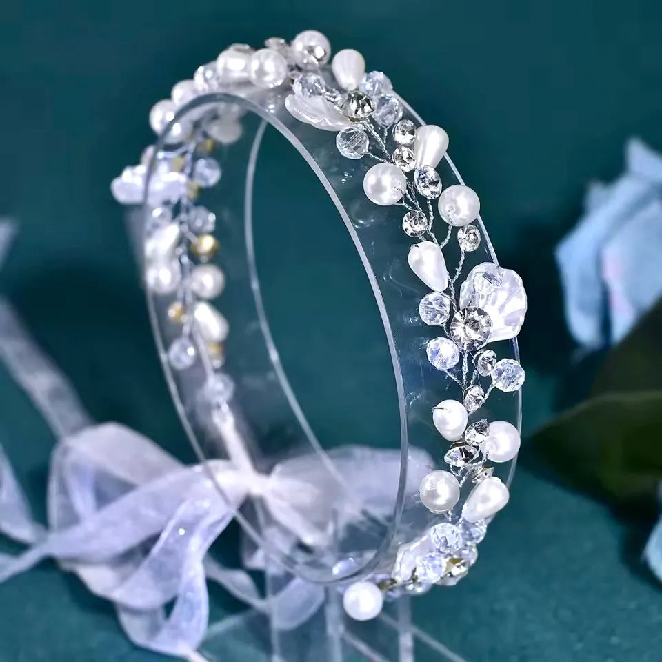 Wedding Hair Accessories - Pearl and Crystal Bridal Headband / Vine
