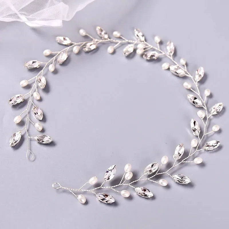 Wedding Hair Accessories - Pearl and Crystal Bridal Headband - Available in Silver, Rose Gold and Yellow Gold