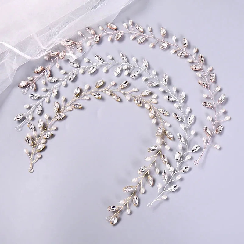 Wedding Hair Accessories - Pearl and Crystal Bridal Headband - Available in Silver, Rose Gold and Yellow Gold