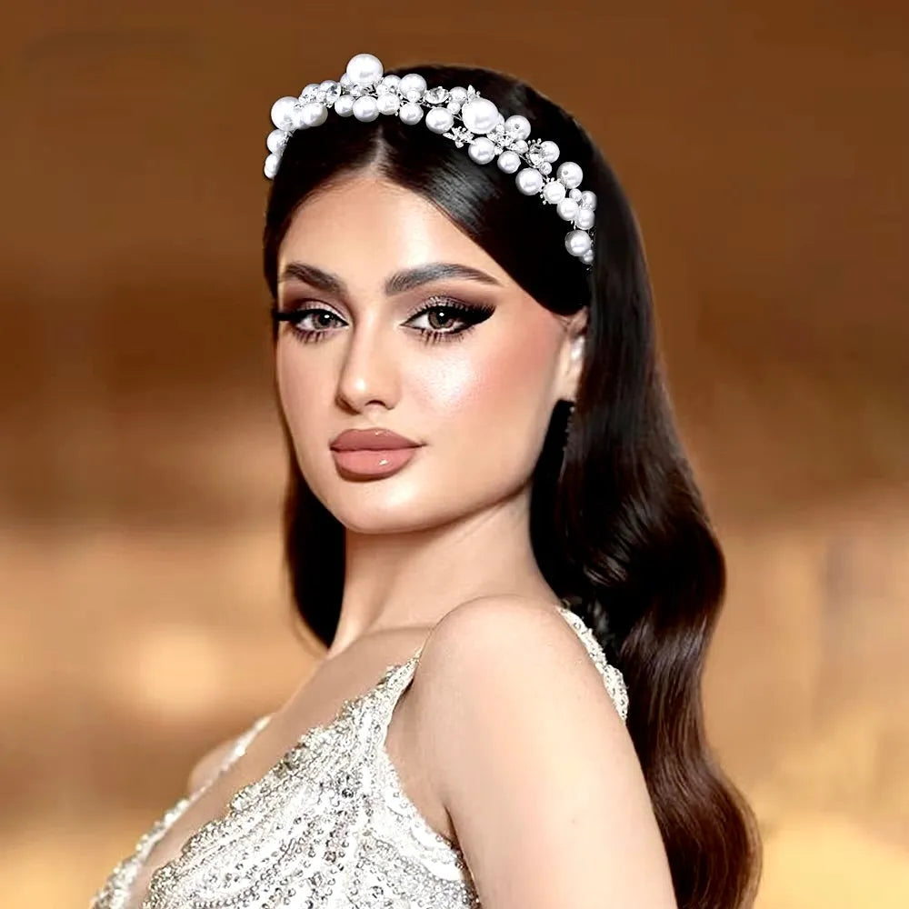 Wedding Hair Accessories - Pearl and Crystal Bridal Headband