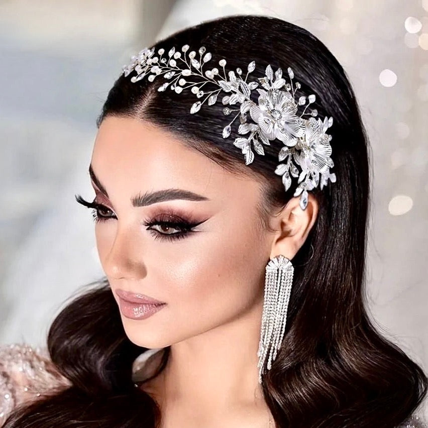 Wedding Hair Accessories - Silver Pearl and Crystal Bridal