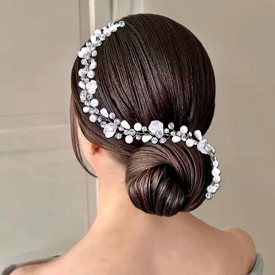 Wedding Hair Accessories - Pearl and Crystal Bridal Headband / Vine