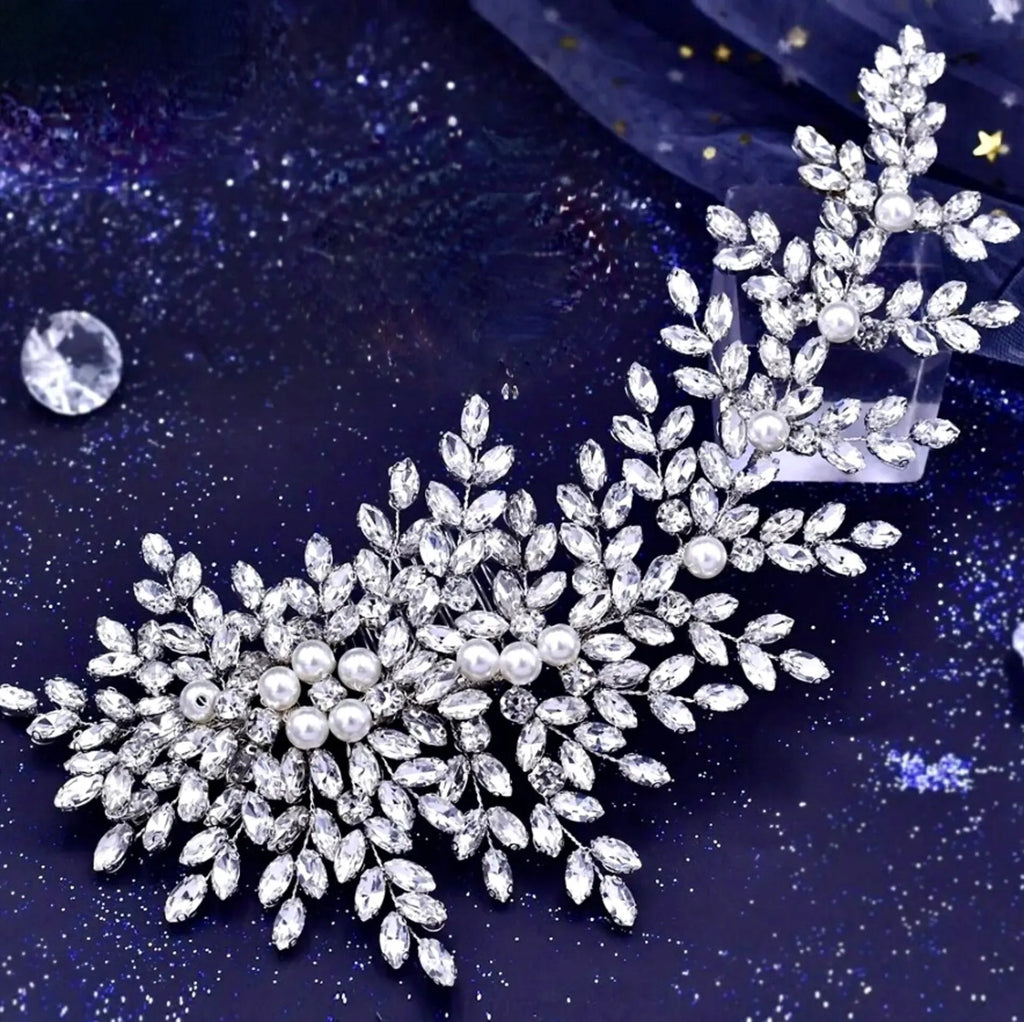 Wedding Hair Accessories - Pearl and Crystal Bridal Headband - Available in Silver and Gold
