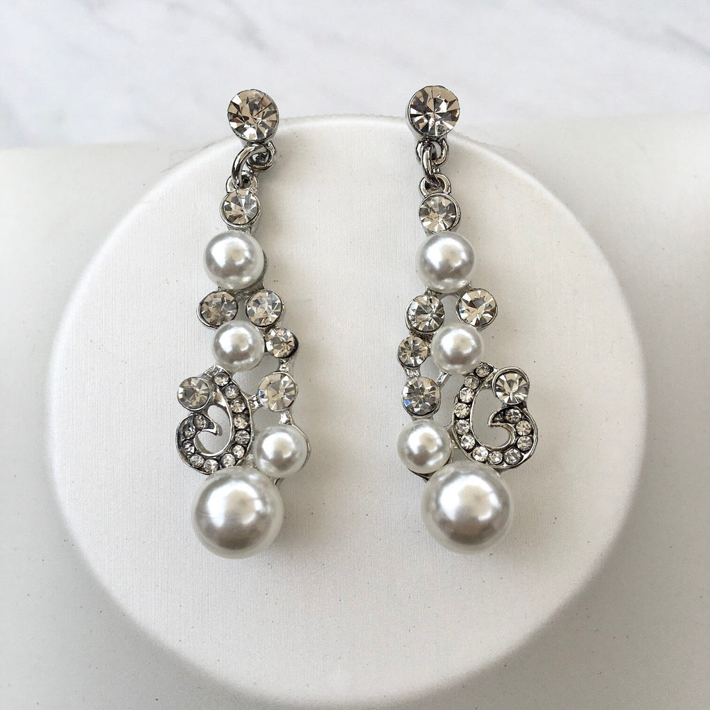 Pearl Wedding Jewelry - Pearl and Crystal Bridal Jewelry Set with Tiara