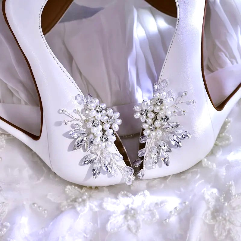 Silver Pearl & Crystal Bridal Shoe Clips – Wedding Shoe Accessories