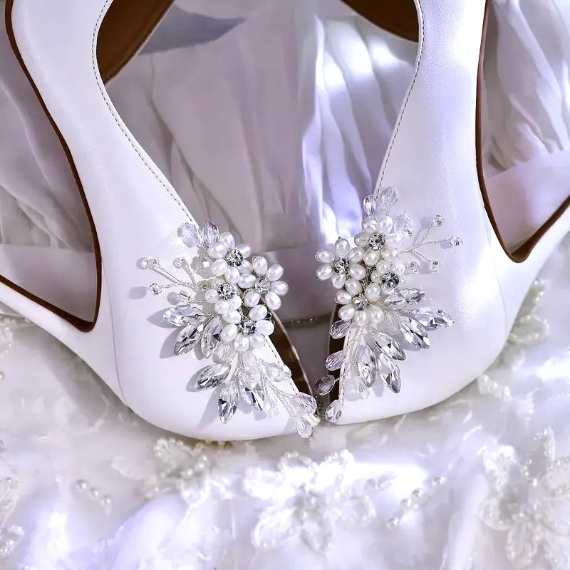 Silver Pearl & Crystal Bridal Shoe Clips – Wedding Shoe Accessories