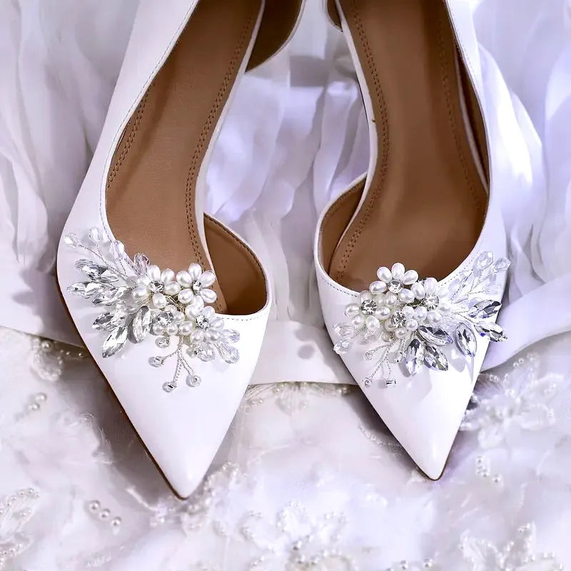 Silver Pearl & Crystal Bridal Shoe Clips – Wedding Shoe Accessories