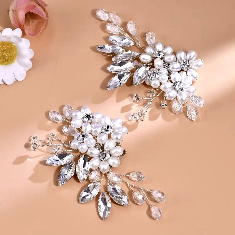 Silver Pearl & Crystal Bridal Shoe Clips – Wedding Shoe Accessories