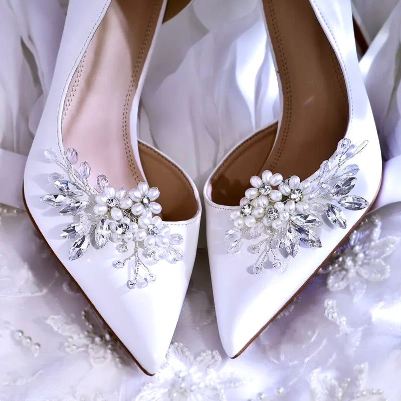 Silver Pearl & Crystal Bridal Shoe Clips – Wedding Shoe Accessories