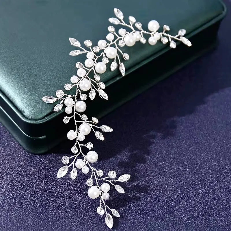 Wedding Hair Accessories - Pearl and Crystal Bridal Short Hair Vine