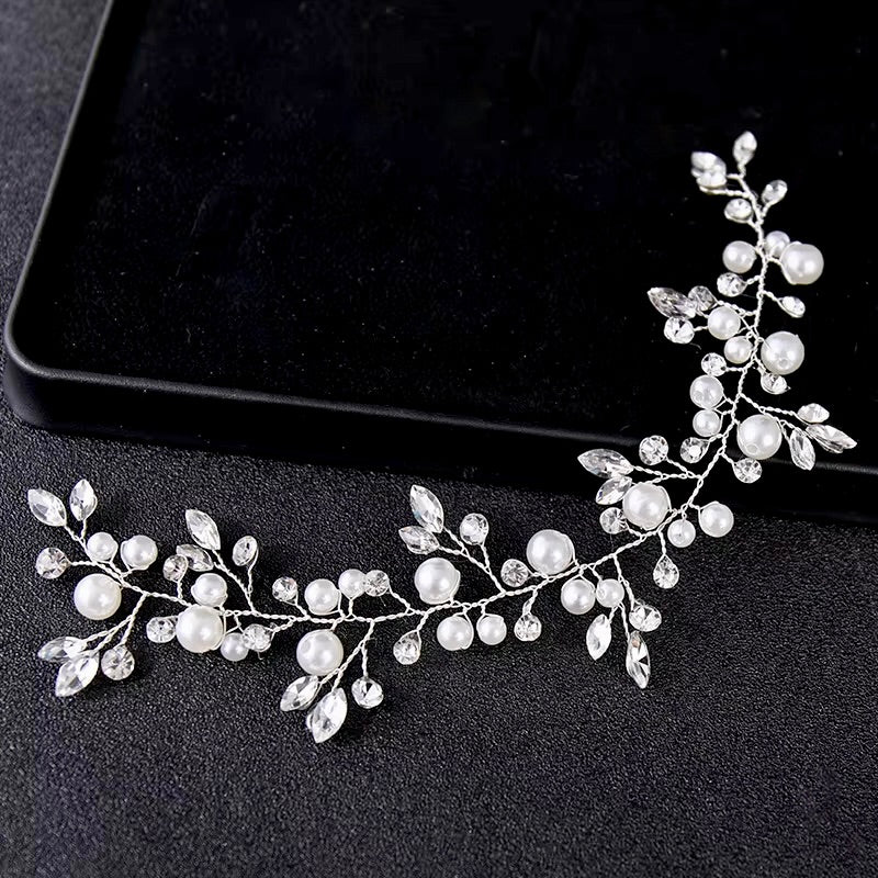 Wedding Hair Accessories - Pearl and Crystal Bridal Short Hair Vine