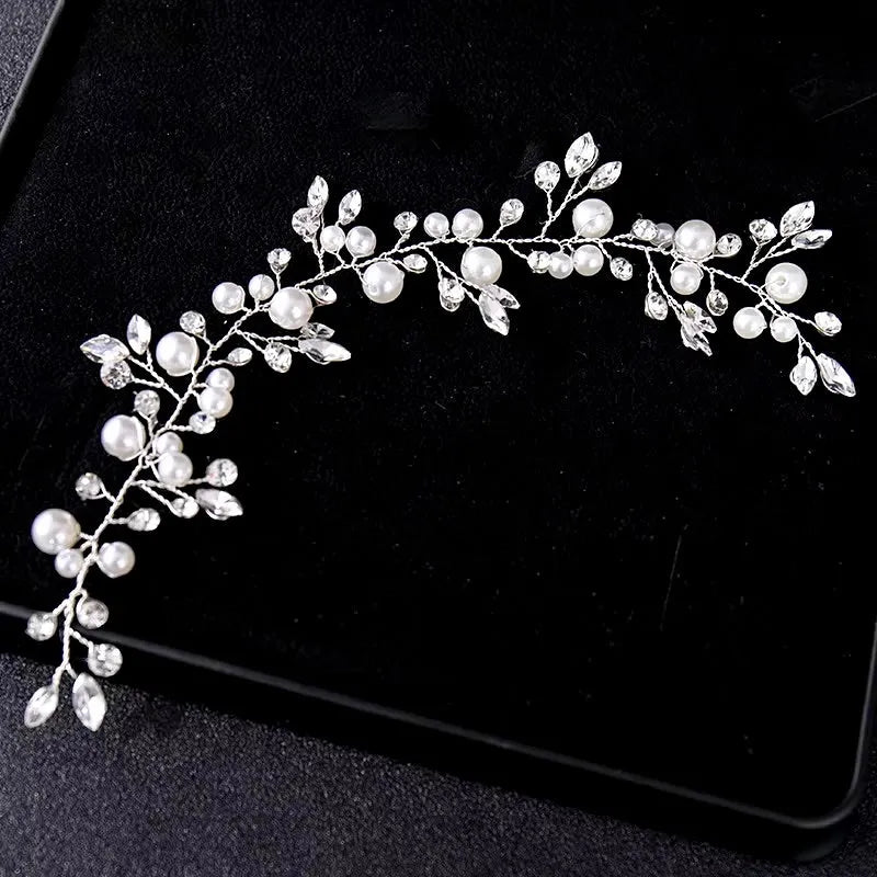 Wedding Hair Accessories - Pearl and Crystal Bridal Short Hair Vine