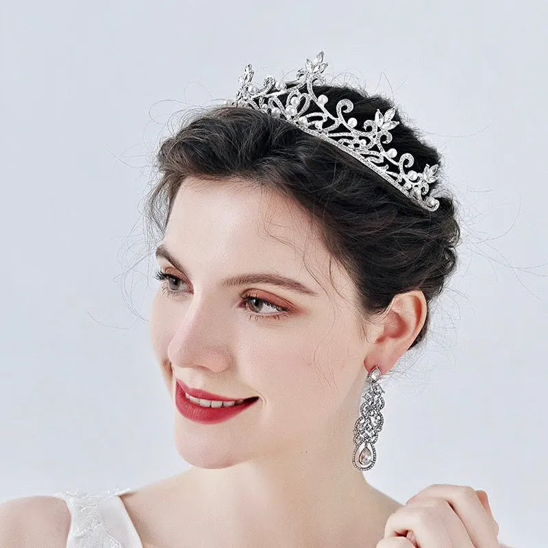 Wedding Hair Accessories - Pearl and Cubic Zirconia Bridal Tiara