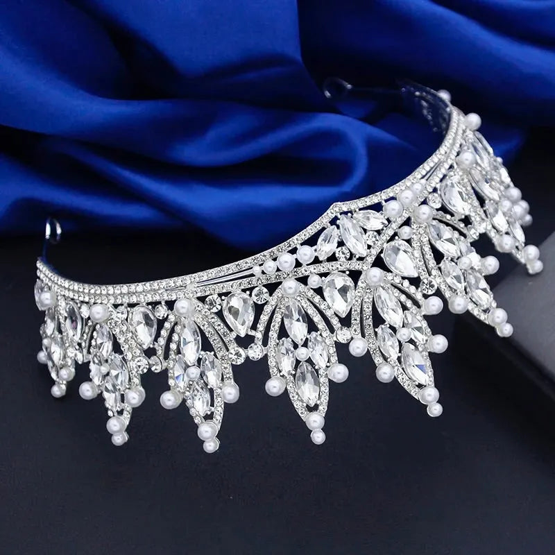 Wedding Hair Accessories - Silver Pearl and Crystal Bridal Tiara