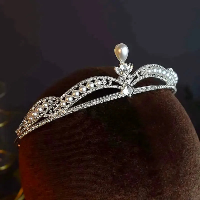 Wedding Hair Accessories - Pearl and Crystal Bridal Tiara - Available in Silver and Gold