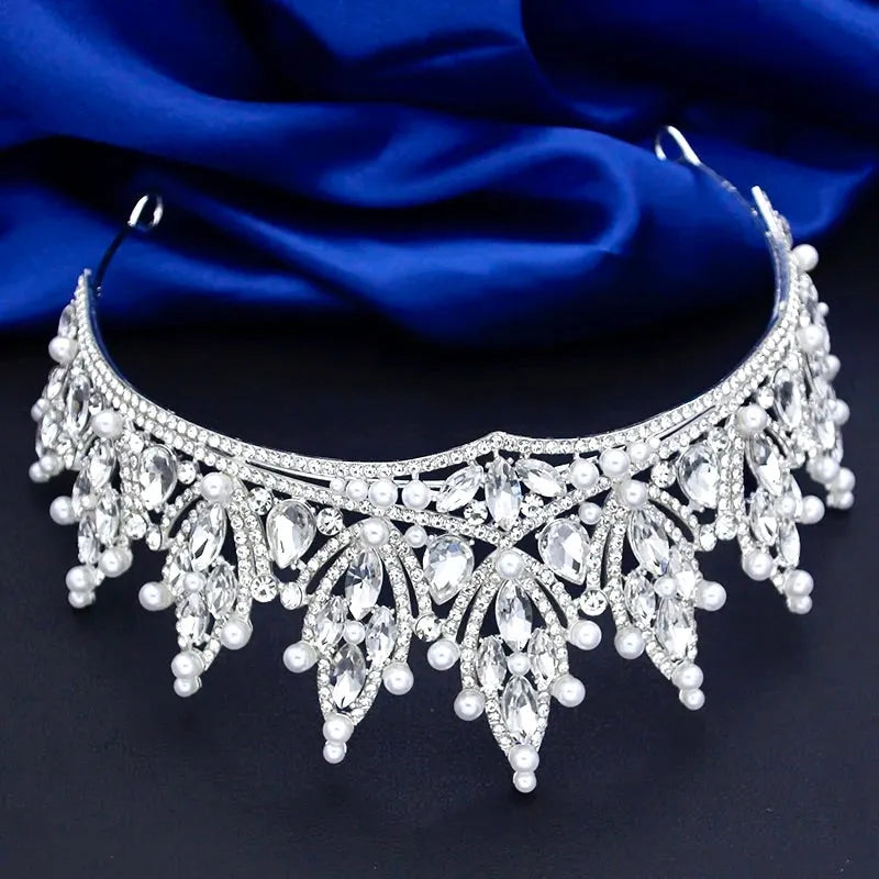 Wedding Hair Accessories - Silver Pearl and Crystal Bridal Tiara