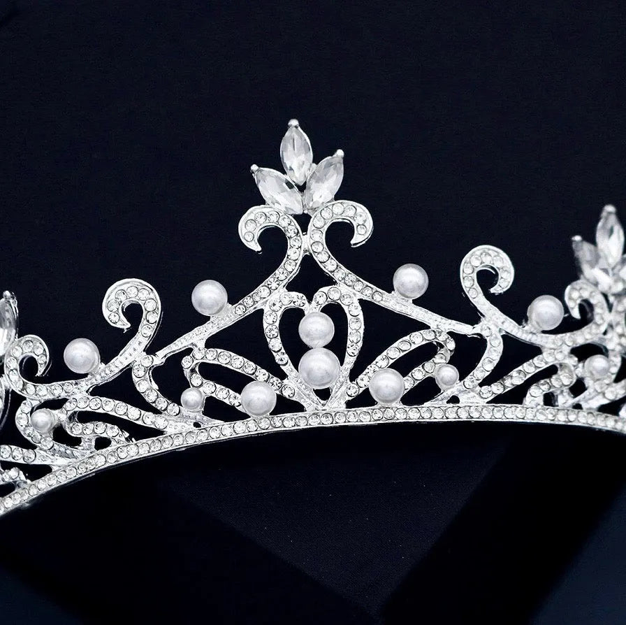 Wedding Hair Accessories - Pearl and Cubic Zirconia Bridal Tiara