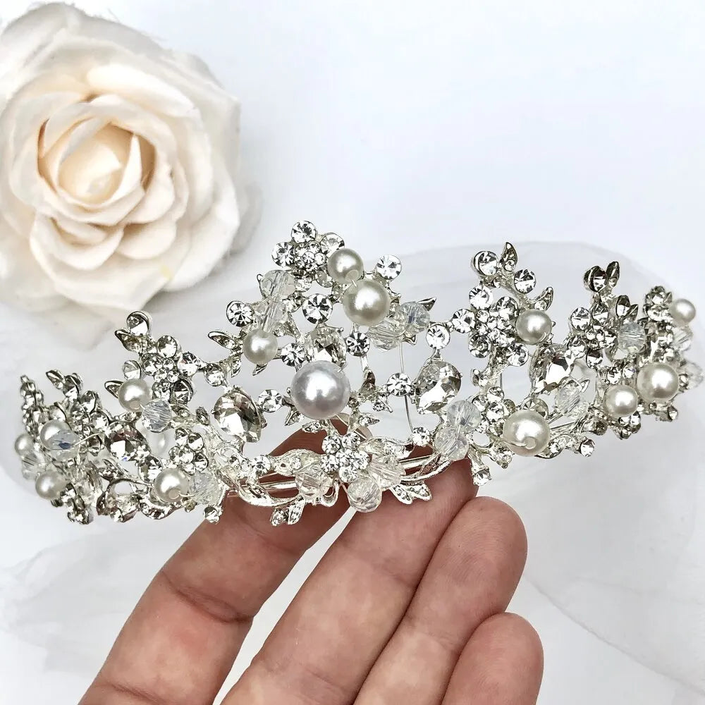 Wedding Hair Accessories - Pearl and Crystal Wedding Tiara