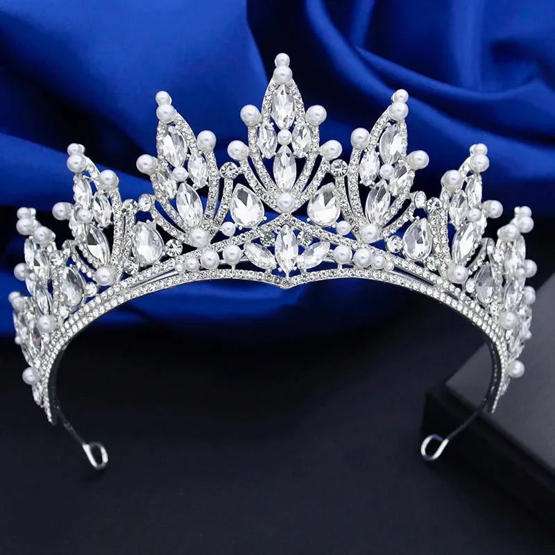 Wedding Hair Accessories - Silver Pearl and Crystal Bridal Tiara