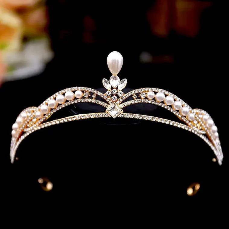 Wedding Hair Accessories - Pearl and Crystal Bridal Tiara - Available in Silver and Gold