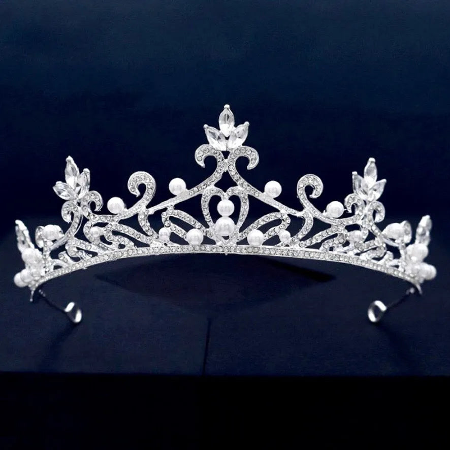 Wedding Hair Accessories - Pearl and Cubic Zirconia Bridal Tiara