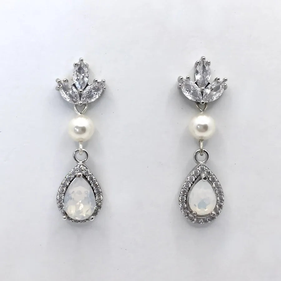 Pearl Wedding Jewelry - Pearl and Opal Bridal Earrings