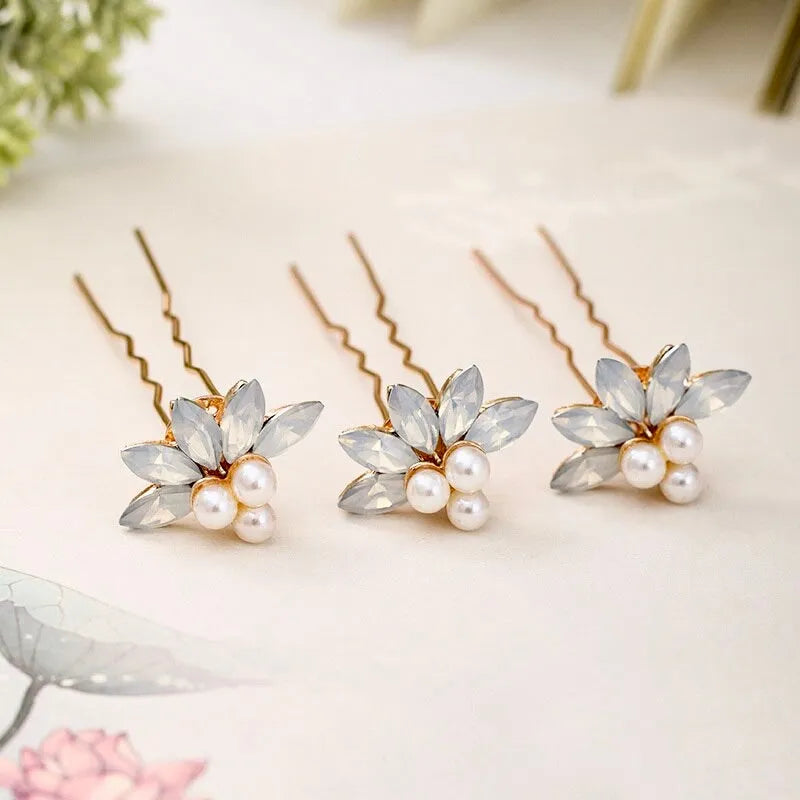 Wedding Hair Accessories -  Pearl and Opal Bridal Hair Pins