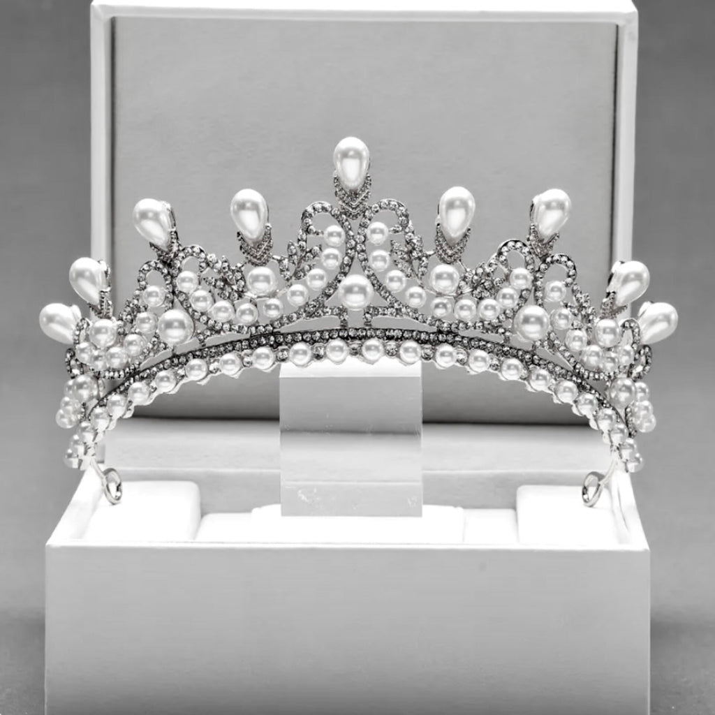 Wedding Hair Accessories - Pearl Bridal Tiara - Available in Silver and Gold