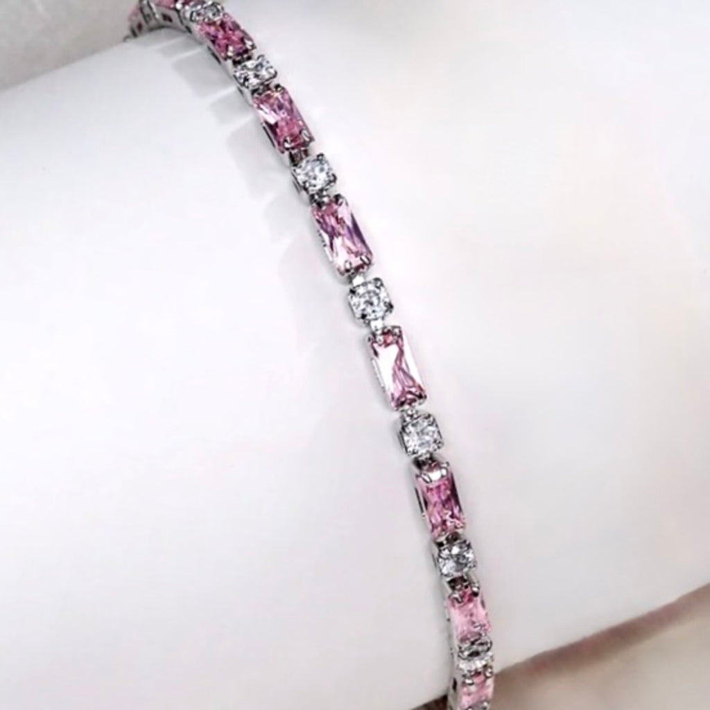 Wedding Jewelry - Pink Cubic Zirconia Bridal Bracelet