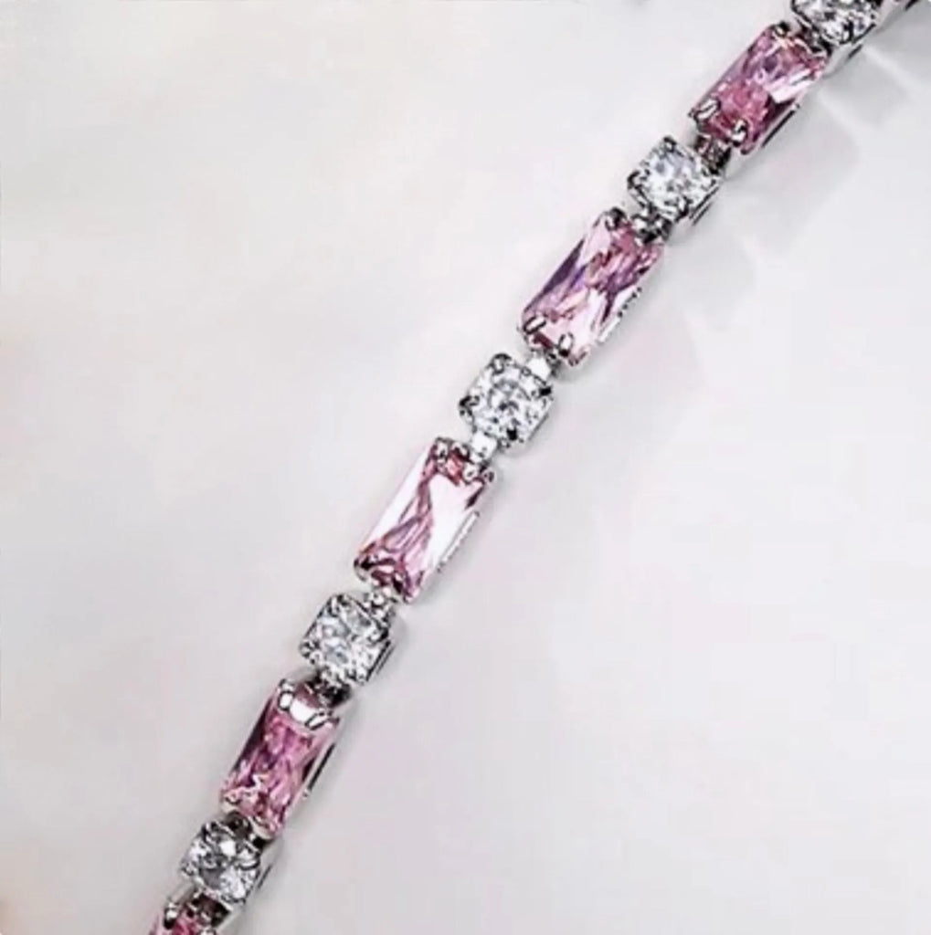 Wedding Jewelry - Pink Cubic Zirconia Bridal Bracelet