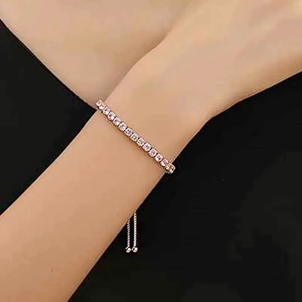 Bridal & Everyday Jewelry | Pink CZ Bracelet Set - Adjustable & Clasp