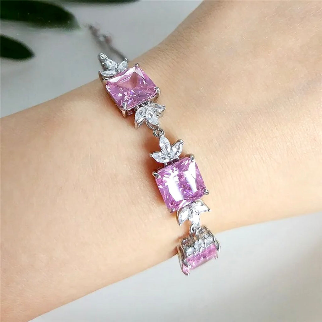 Wedding Jewelry - Pink Cubic Zirconia Bridal Bracelet