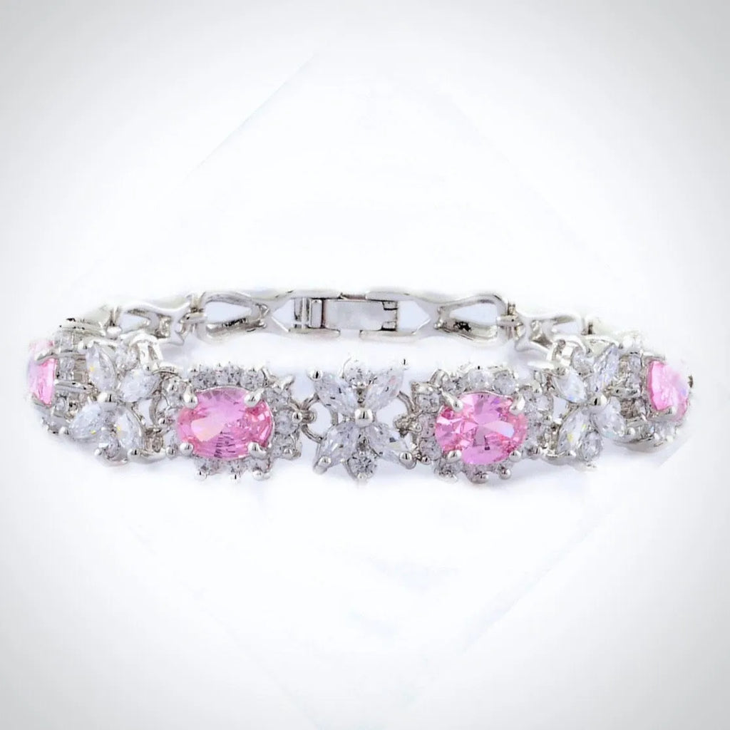 Wedding Jewelry - Pink Cubic Zirconia Bridal Bracelet