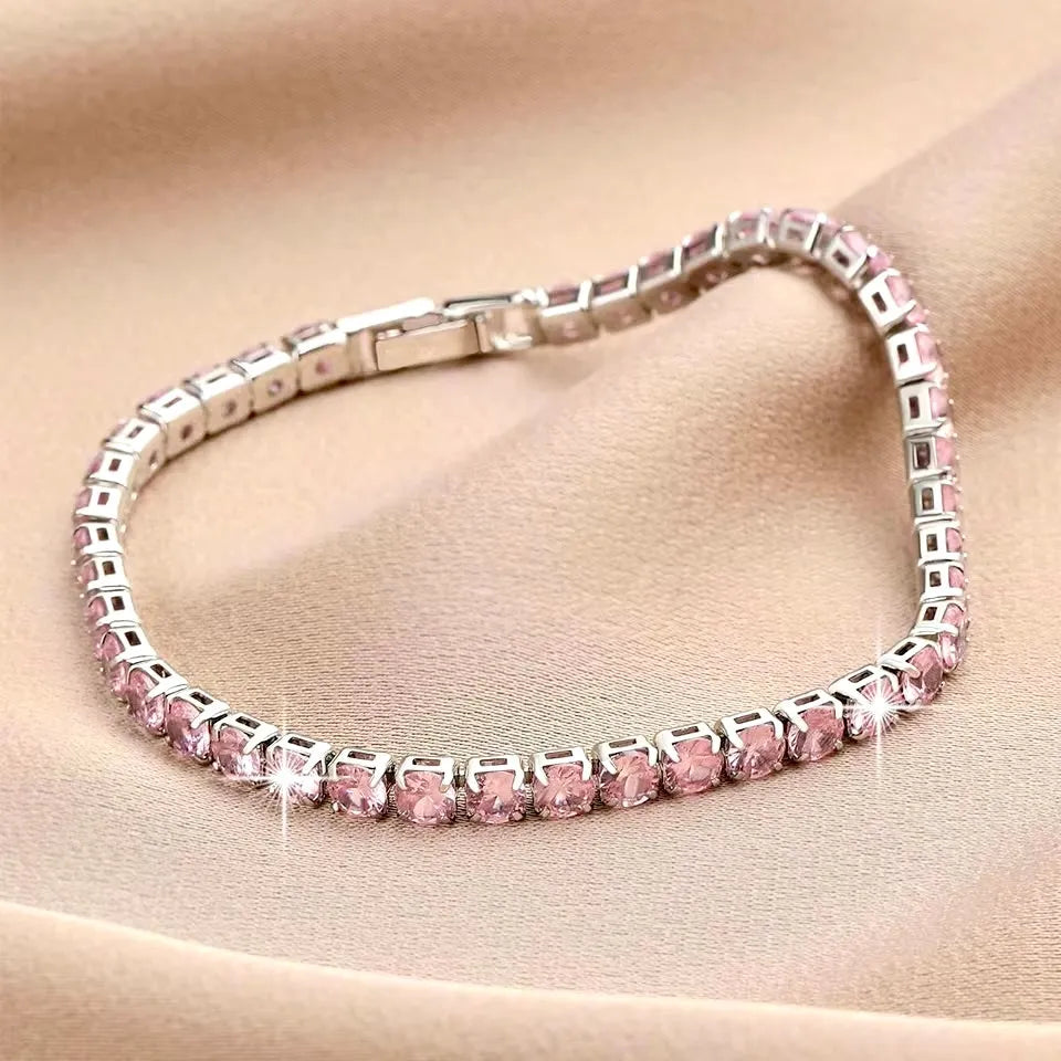 Bridal & Everyday Jewelry | Pink CZ Bracelet Set - Adjustable & Clasp