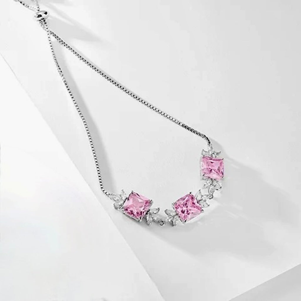 Wedding Jewelry - Pink Cubic Zirconia Bridal Bracelet