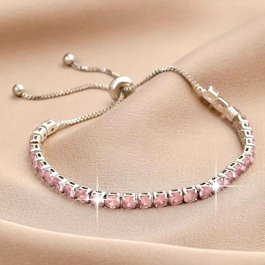 Bridal & Everyday Jewelry | Pink CZ Bracelet Set - Adjustable & Clasp