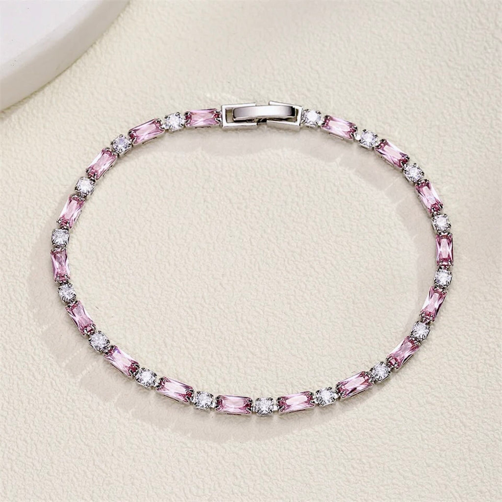 Wedding Jewelry - Pink Cubic Zirconia Bridal Bracelet