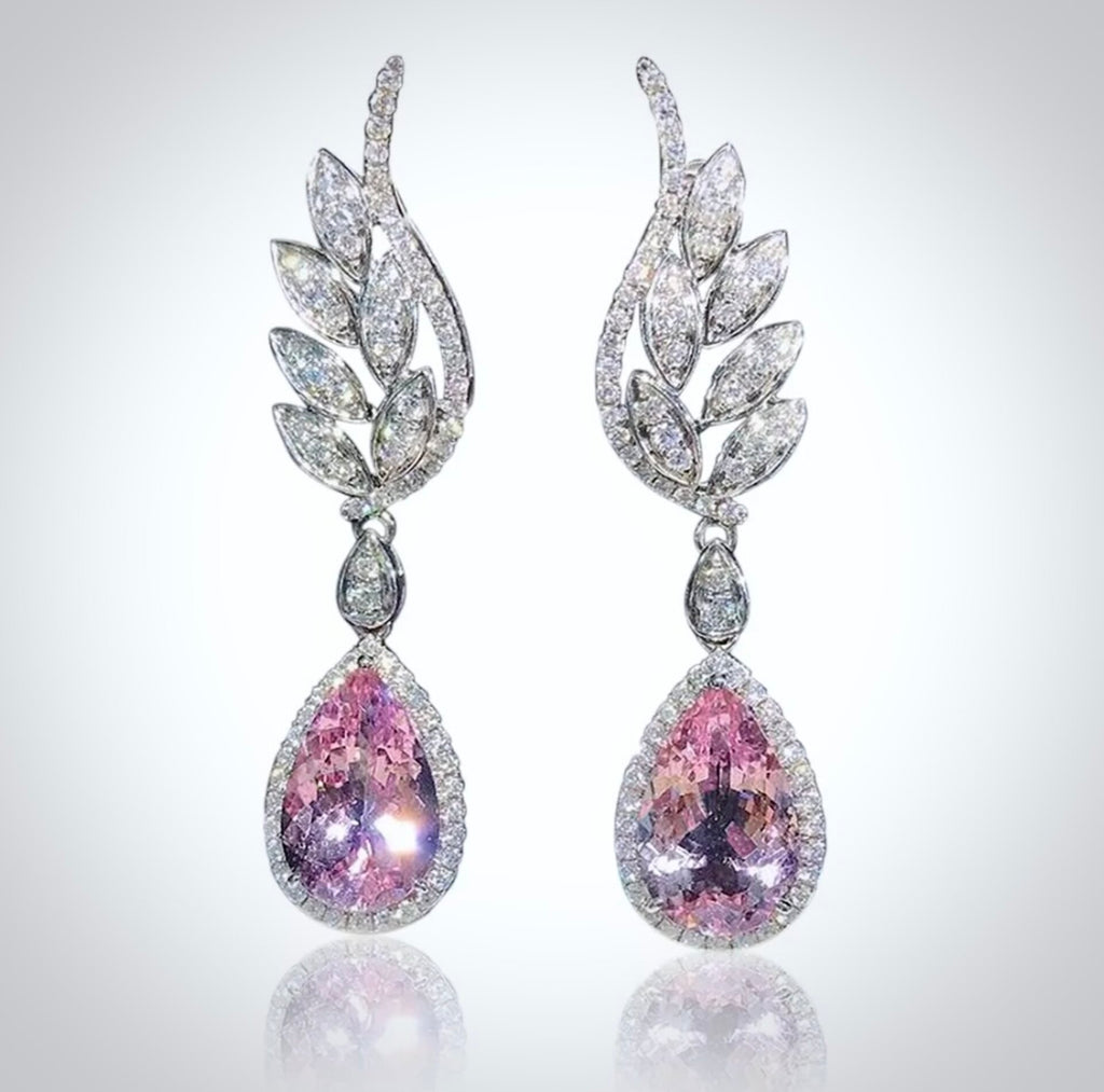 Wedding Jewelry - Pink Cubic Zirconia Bridal Earrings