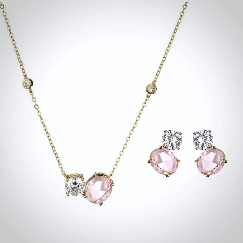 Wedding Jewelry - Pink Cubic Zirconia Bridal Jewelry Set