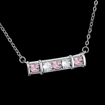 Wedding Jewelry 'Adele' - Cubic Zirconia Minimalist Pink Bridal Necklace