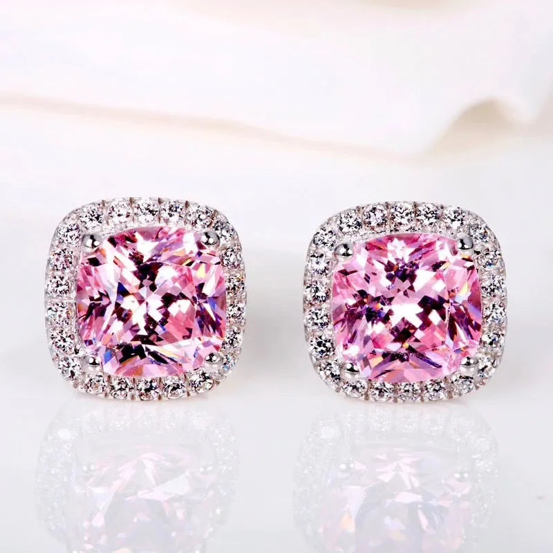 Wedding Jewelry - Square Cubic Zirconia Stud Earrings