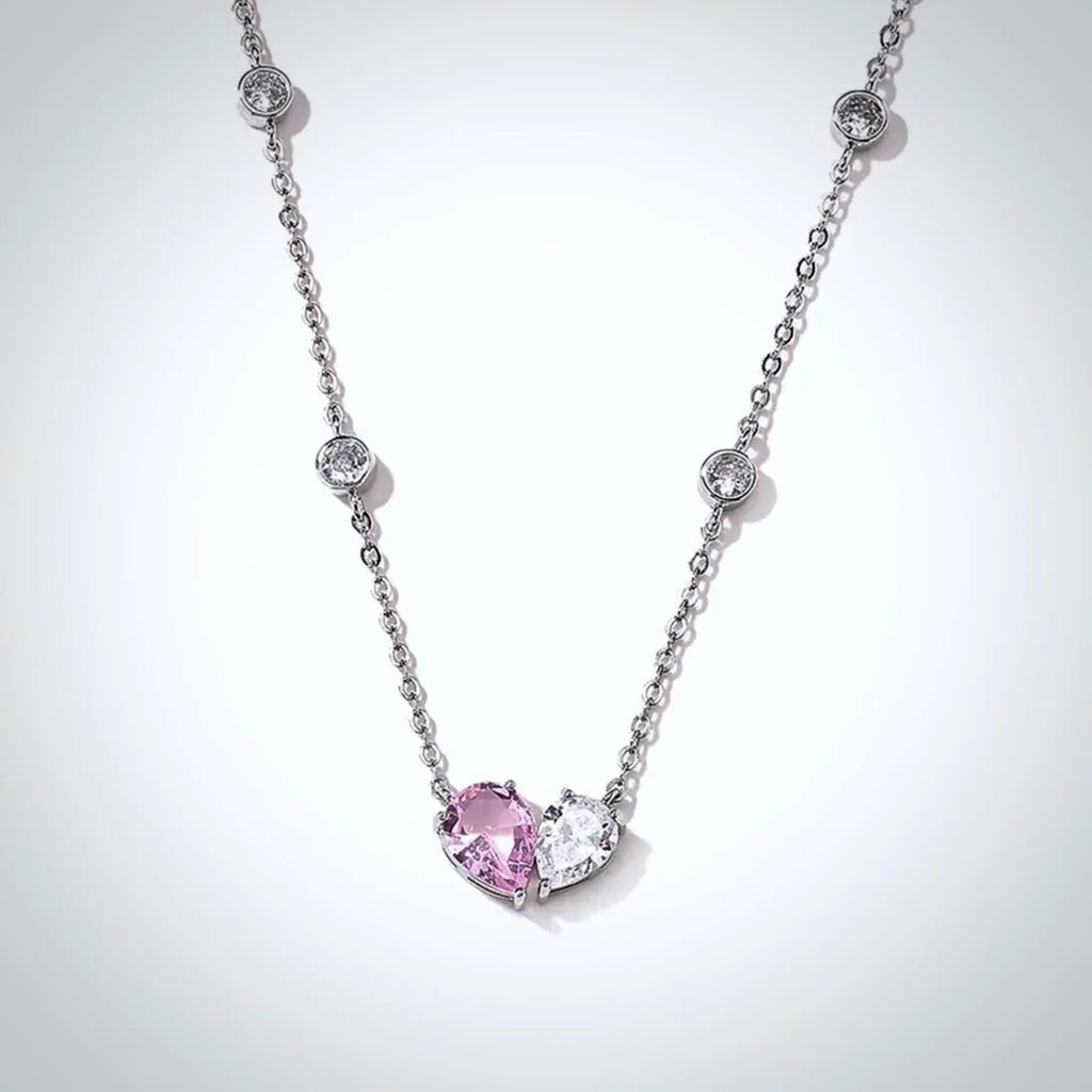 Wedding Jewelry - Pink Cubic Zirconia Heart Bridal Jewelry Set