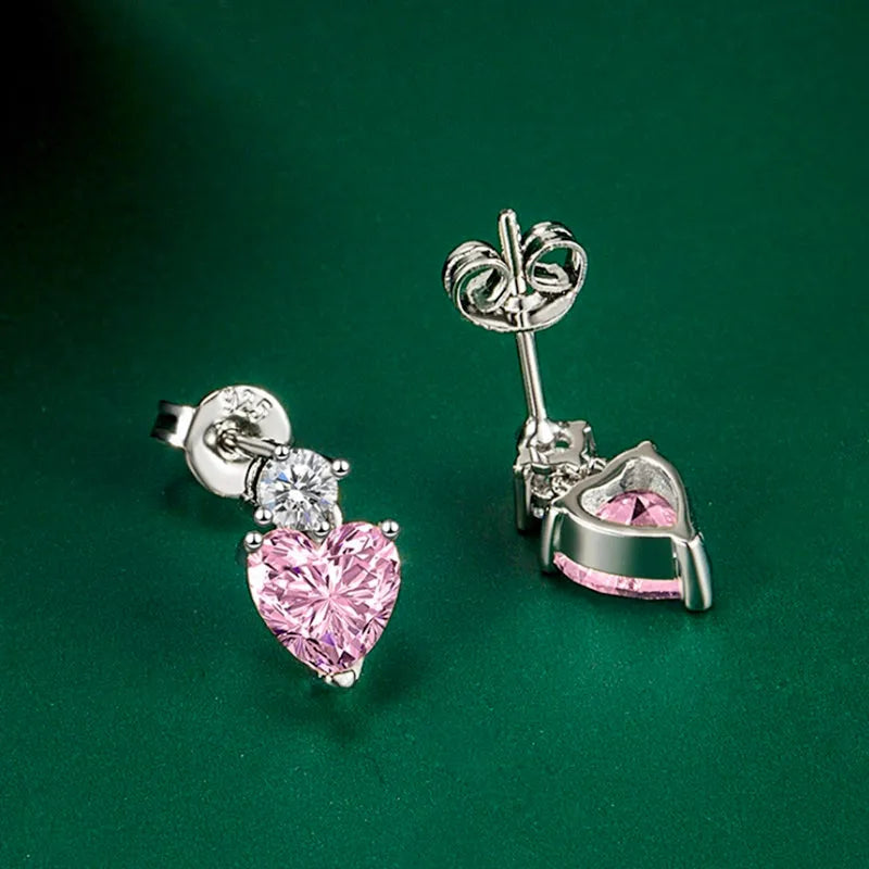 Wedding Jewelry - Pink Cubic Zirconia Heart Bridal Jewelry Set