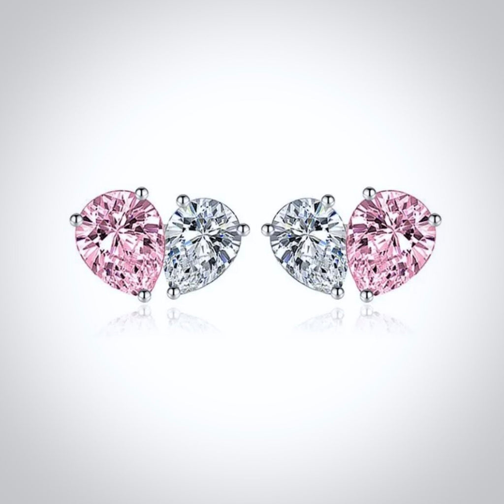 Wedding Jewelry - Pink Cubic Zirconia Heart Bridal Jewelry Set