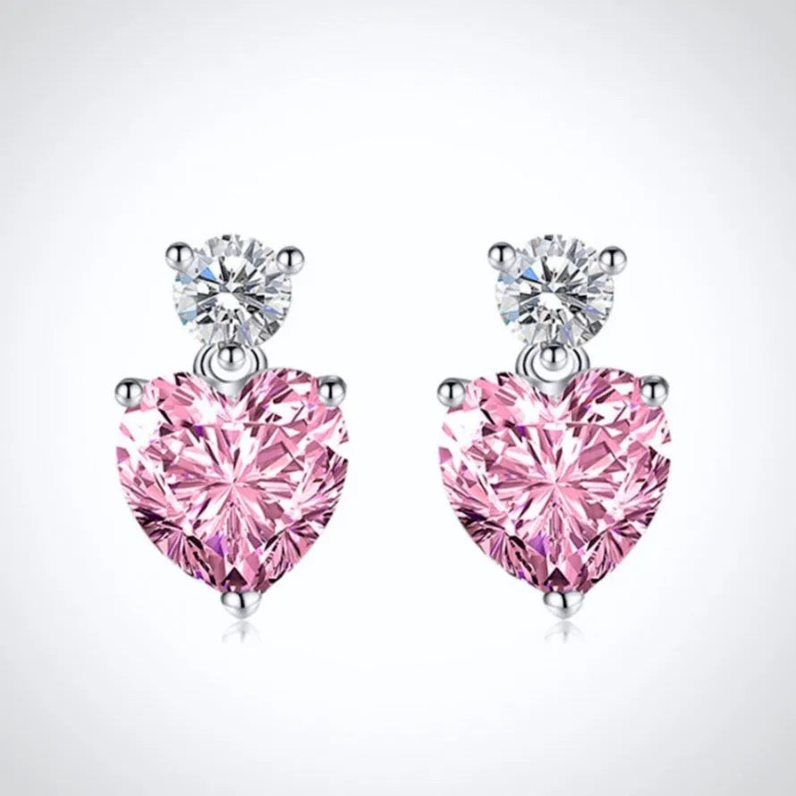 Wedding Jewelry - Pink Cubic Zirconia Heart Bridal Jewelry Set
